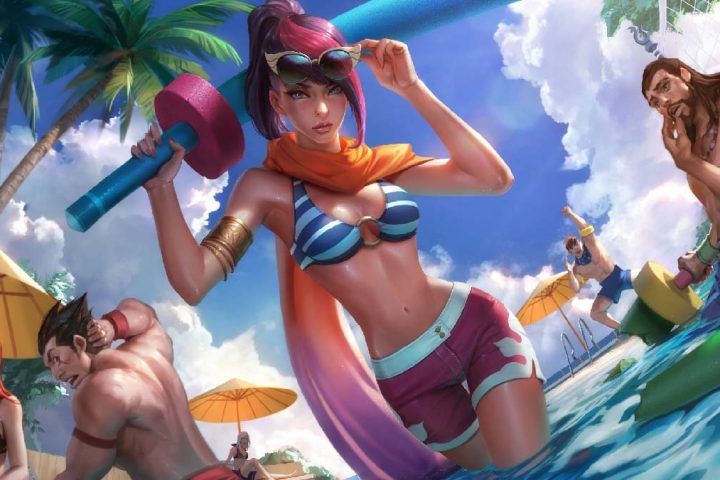 Download A lively summer pool party in full swing | Wallpapers.com